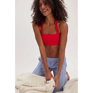 INTIMATELY FREE PEOPLE Margot Seamless Halter Bralette Poppy Red Size M/L